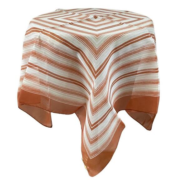 Vintage Italian Chevron Scarf RN13962 | Mod Rust Stripe Square 28” L. Vester Era - Picture 4 of 8